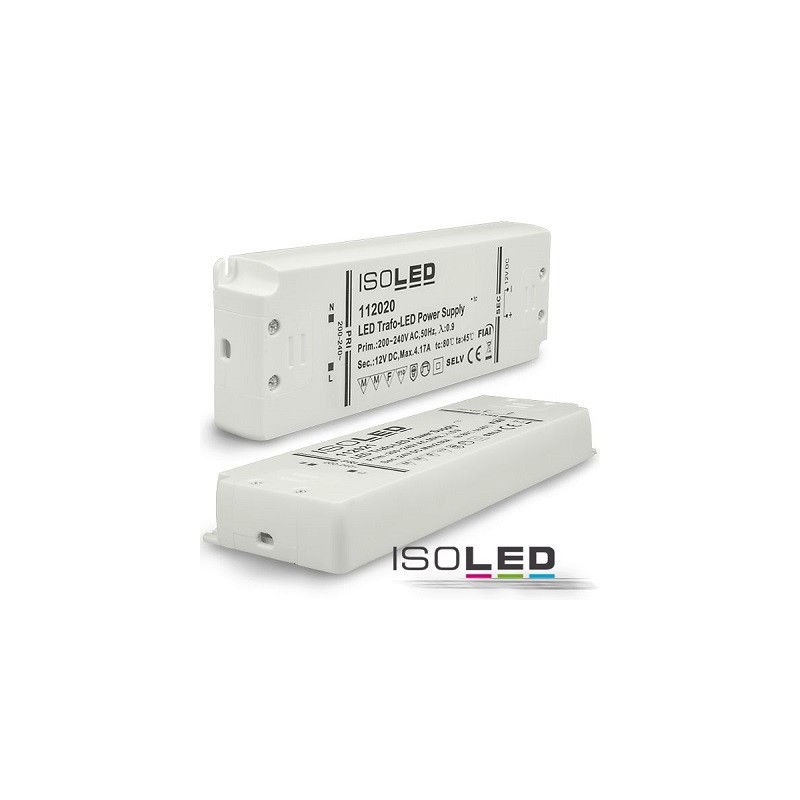 Isoled LED DC-Treiber/Trafo "FLACH3", 12V DC, 50W, 4A
