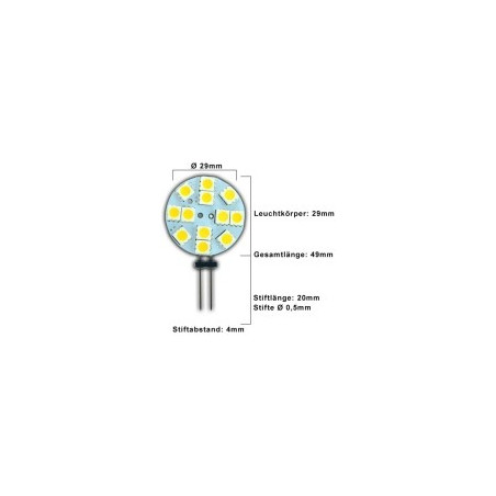PB LED-Stiftsockellampe G4, 1.2W, 12V DC
