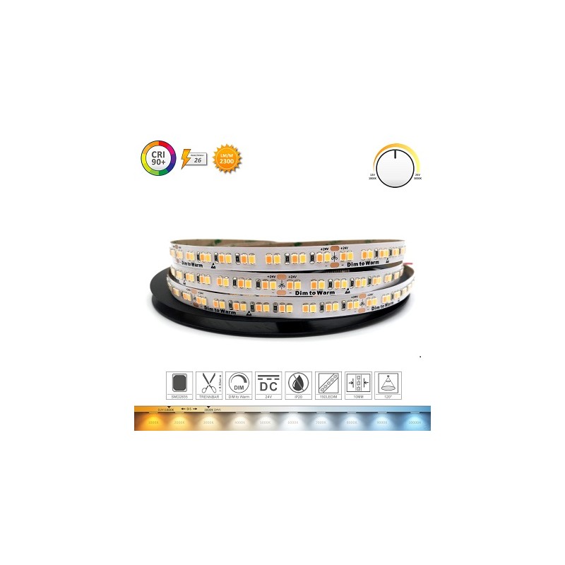 HM LED-Stripe, Streifen "D2W" 24V DC, 26W/m, 192 SMD LEDs | 4603