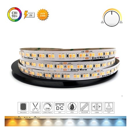 HM LED-Stripe, Streifen "D2W" 24V DC, 26W/m, 192 SMD LEDs | 4603