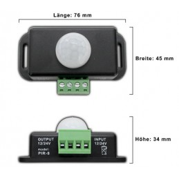 PB LED Bewegungsmelder PIR Sensor, 12/24V DC, max. 72W 2