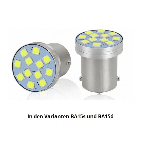 HM LED Lampe BA15d P21W, 1156, R5W, 2.5W, 12 LED Chips
